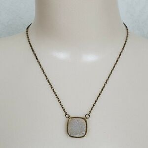 Elise‎ M Crystal Geode Druzy White Pendant Necklace